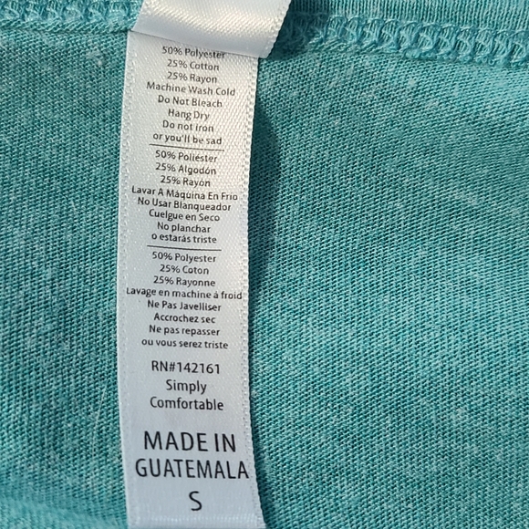 LuLaRoe Coastal Beach Heather Teal Short Sleeve Slub Texture Classic T Sz S - Picture 3 of 4